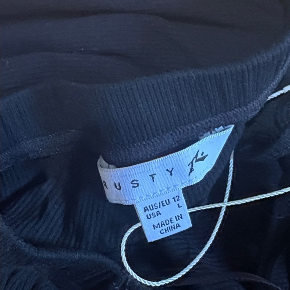 Rusty Anastasia black dress Rib ope back size large - Picture 5 of 5